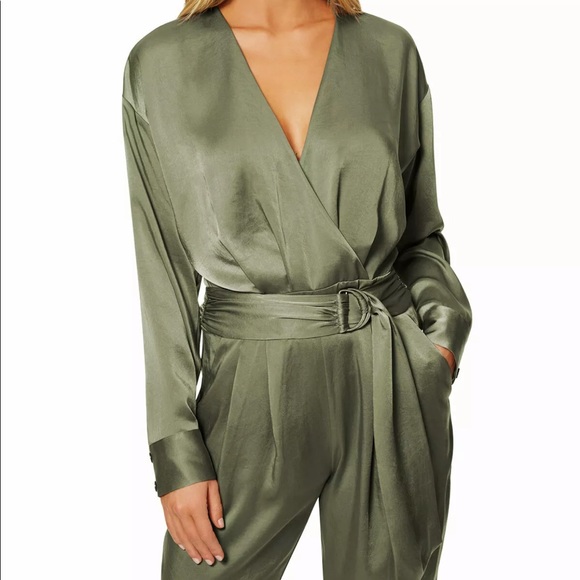 Ramy Brook Satin Crosby Jumpsuit - Sage - Picture 4 of 9